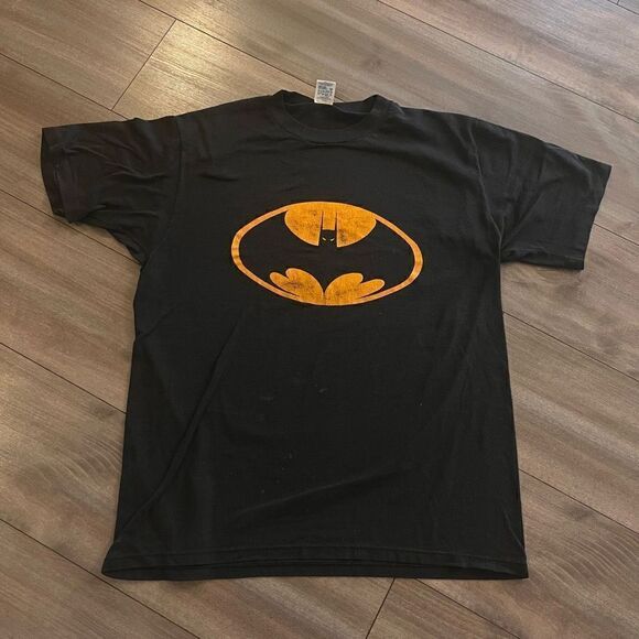 Vintage 1990s Jerzees Batman Black Casual Shirt Men Medium - Picture 1 of 7